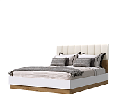 Кровать Адель 1.4 с мягкой спинкой (Дуб вотан/Белый гладкий)