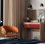 Стол макияжный с зеркалом Ливерпуль (Дуб вотан/Бордо глянец)