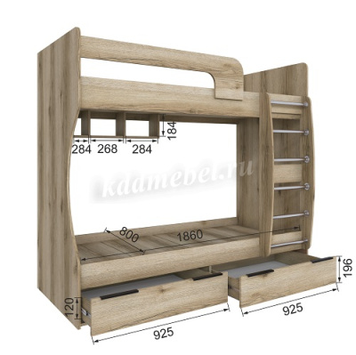 Кровать двухъярусная Мадрид (Дуб делано)