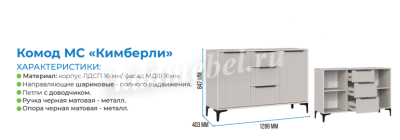 Комод Кимберли (Белый текстурный/Белый софт)