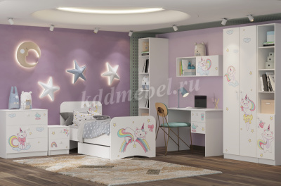 Комод Смарти (Белый/Фотопечать Единорожки)