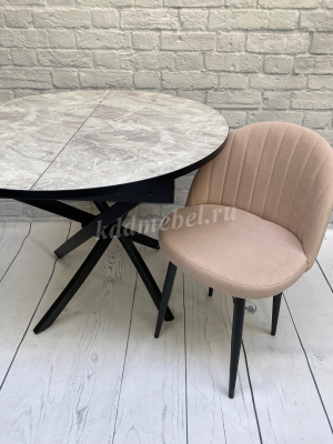 Стол обеденный раздвижной пластик Арчи (Тасос срез камня 109/Опоры черные)