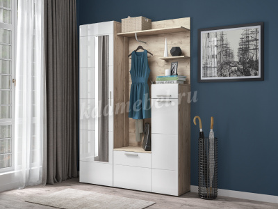 Стеллаж Лайн 10.141 (Дуб серый крафт/Белый глянец)