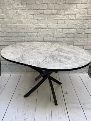 Стол обеденный раздвижной пластик Арчи (Тасос срез камня 109/Опоры черные)