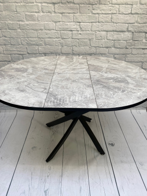 Стол обеденный раздвижной пластик Арчи (Тасос срез камня 109/Опоры черные)