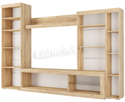 Гостиная Бастон (Дуб вотан/Черный глянец)