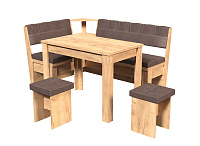 Кухонный уголок Уют-8 Люкс ткань (Дуб Крафт золотой/Коричневый)