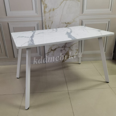 Стол обеденный Берген 2 кат. (Опора Белый матовый/Столешница Мрамор белый 3027)