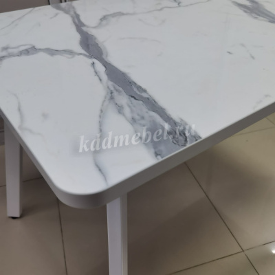 Стол обеденный Берген 2 кат. (Опора Белый матовый/Столешница Мрамор белый 3027)