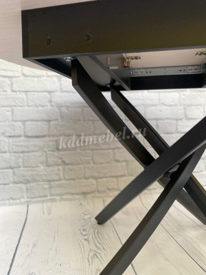 Стол обеденный раздвижной пластик Арчи (Тасос срез камня 109/Опоры черные)