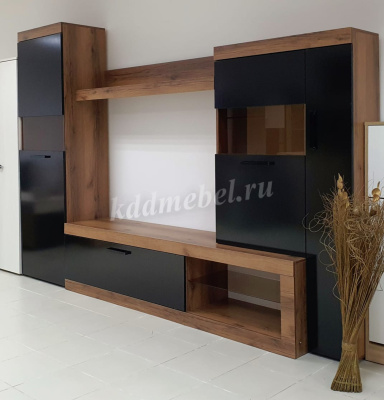 Гостиная Бастон (Дуб делано/Черный глянец)