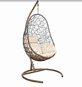 Кресло подвесное LESET АЖУР (Коричневый каркас/Бежевая подушка)