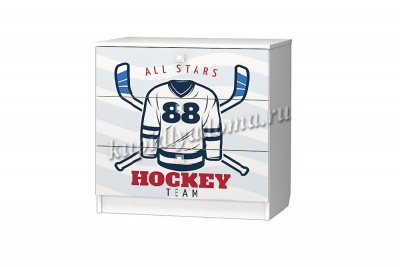 Комод Смарти (Белый/Фотопечать Хоккей)