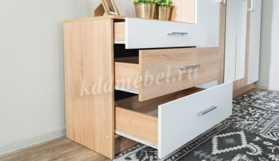 Комод Алёна 3 ящ (Дуб сонома/Белый)