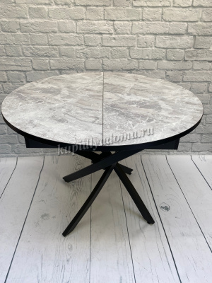 Стол обеденный раздвижной пластик Арчи (Тасос срез камня 109/Опоры черные)