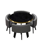 Обеденная группа DT/DC-805 (Черный мрамор/Серый/Каркас черный) УЦЕНКА