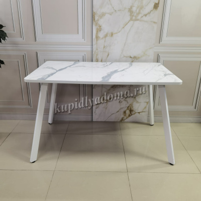 Стол обеденный Берген 2 кат. (Опора Белый матовый/Столешница Мрамор белый 3027)