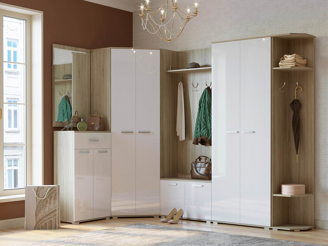 Италия (Дуб сонома/Белый глянец)