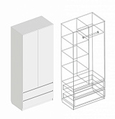 Шкаф 2-ств Бьянко с 2 ящиками (Белый лофт)