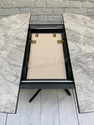 Стол обеденный раздвижной пластик Арчи (Тасос срез камня 109/Опоры черные)