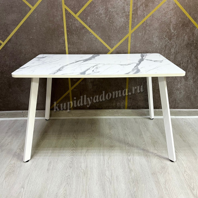 Стол обеденный Берген 2 кат. (Опора Белый матовый/Столешница Мрамор белый 3027)